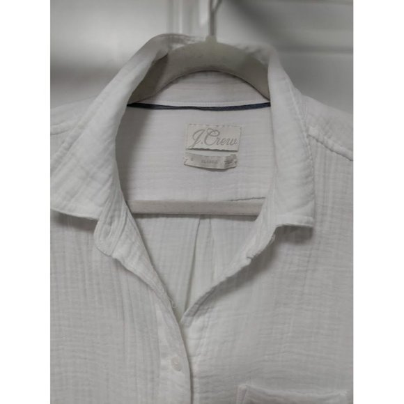 J.Crew Collared Long Sleeve Classic Chest Pocket Button Down Shirt White Size 10 - Picture 4 of 9